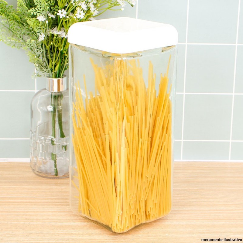 Pote Vidro Quadrado Porta Mantimento Tendenza 2 L Invicta