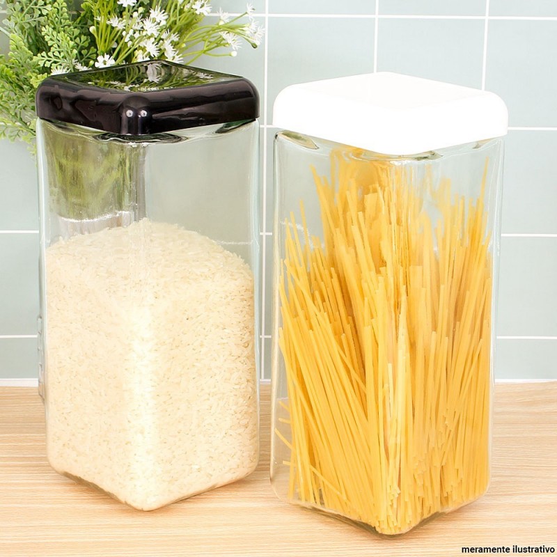 Pote Vidro Quadrado Porta Mantimento Tendenza 2 L Invicta