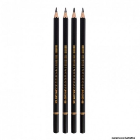 Kit Lápis Preto Sextavado 6B 4 Peças Linha Ouro leo E Leo