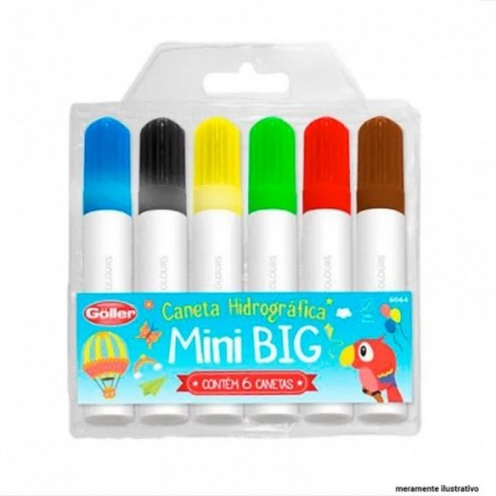 Caneta Hidrográfica Escolar Mini Big 6 Peças