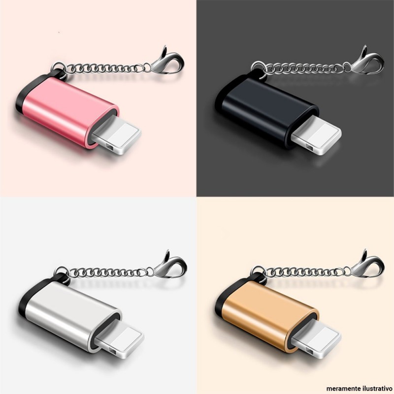Adaptador OTG Micro USB V8 Para Iphone Com Chaveiro