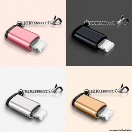 Adaptador OTG Micro USB V8 Para Iphone Com Chaveiro