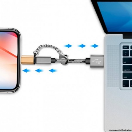 Adaptador OTG Micro USB V8 Para Iphone Com Chaveiro