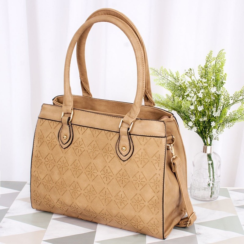 Bolsa Feminina Estruturada Duas Repartições Detalhes Florais