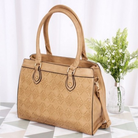 Bolsa Feminina Estruturada Duas Repartições Detalhes Florais