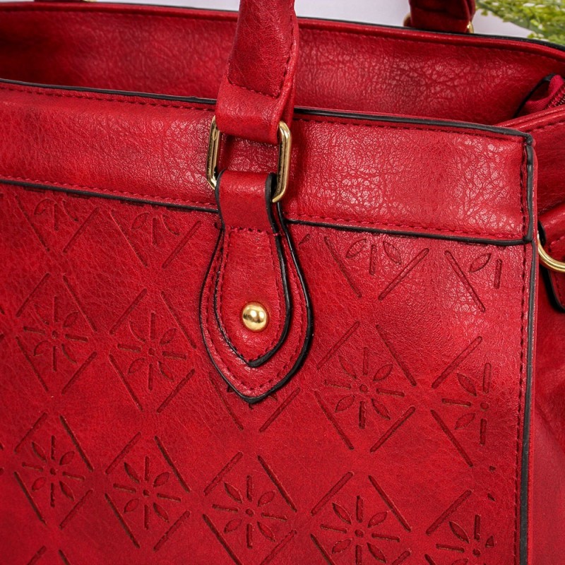 Bolsa Feminina Estruturada Duas Repartições Detalhes Florais