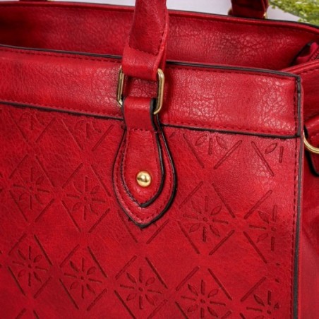 Bolsa Feminina Estruturada Duas Repartições Detalhes Florais