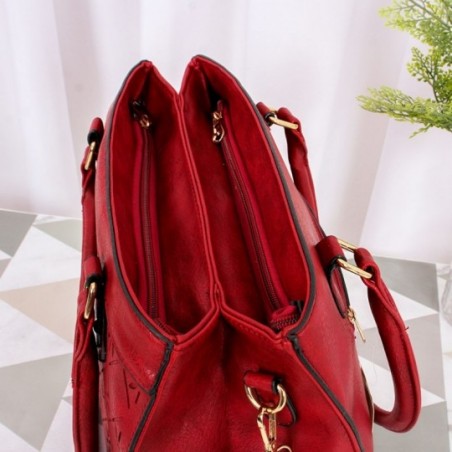 Bolsa Feminina Estruturada Duas Repartições Detalhes Florais