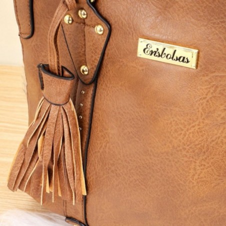 Bolsa Feminina Ombro Média Tachas Cravejadas E Tassel