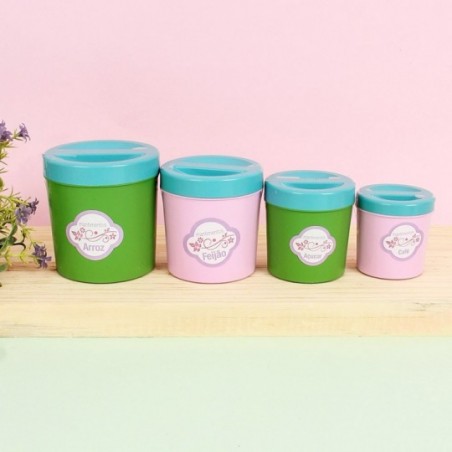 Kit Porta Mantimentos Colorido Infantil Meninas Com 4 Peças