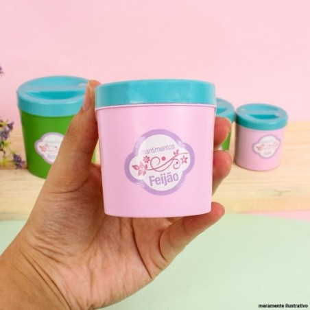 Kit Porta Mantimentos Colorido Infantil Meninas Com 4 Peças