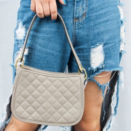 Bolsa Feminina Matelassê Baguete Crossbody Detalhes Metálico