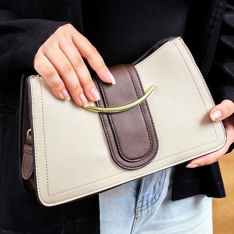 Bolsa Feminina Executiva Luxo Texturizada Lapela Alça De Mão