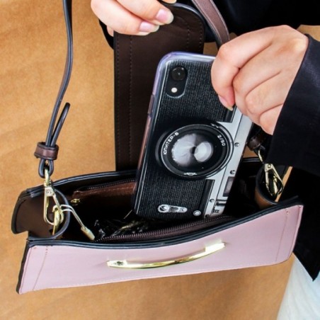 Bolsa Feminina Executiva Luxo Texturizada Lapela Alça De Mão