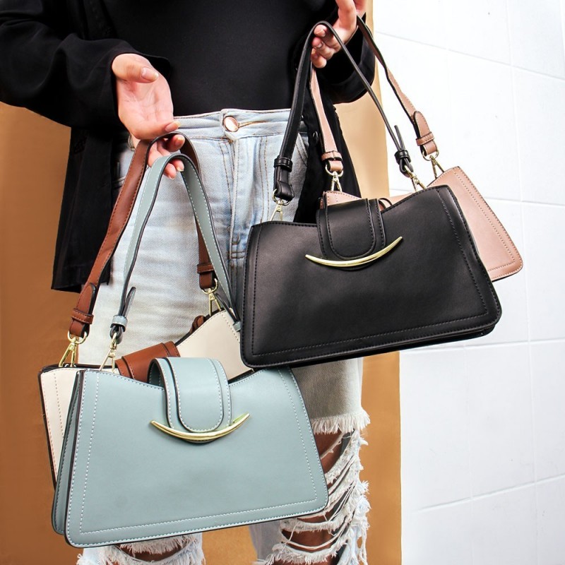 Bolsa Feminina Executiva Luxo Texturizada Lapela Alça De Mão