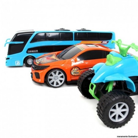 Kit Diversão Moto + Carro + Onibos Brinquedo Infantill