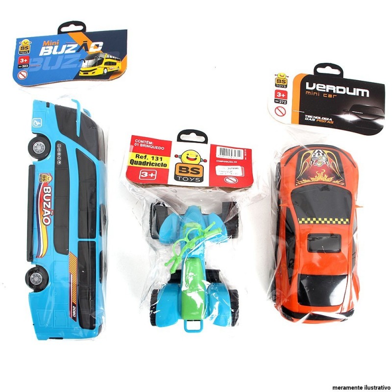 Kit Diversão Moto + Carro + Onibos Brinquedo Infantill