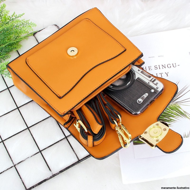 Bolsa Feminina Luxo Baú Estruturada Alça De Mão Blogueira