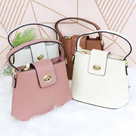 Bolsa Feminina De Mão Transversal Luxo Social Trava Metálica