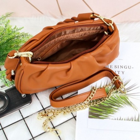 Bolsa Baguete Franzida Feminina Alça Trançada Luxo Blogueira