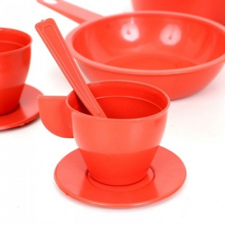 Conjunto Panelinhas E Acessórios + Kit Cafezinho Vermelho Infantil 