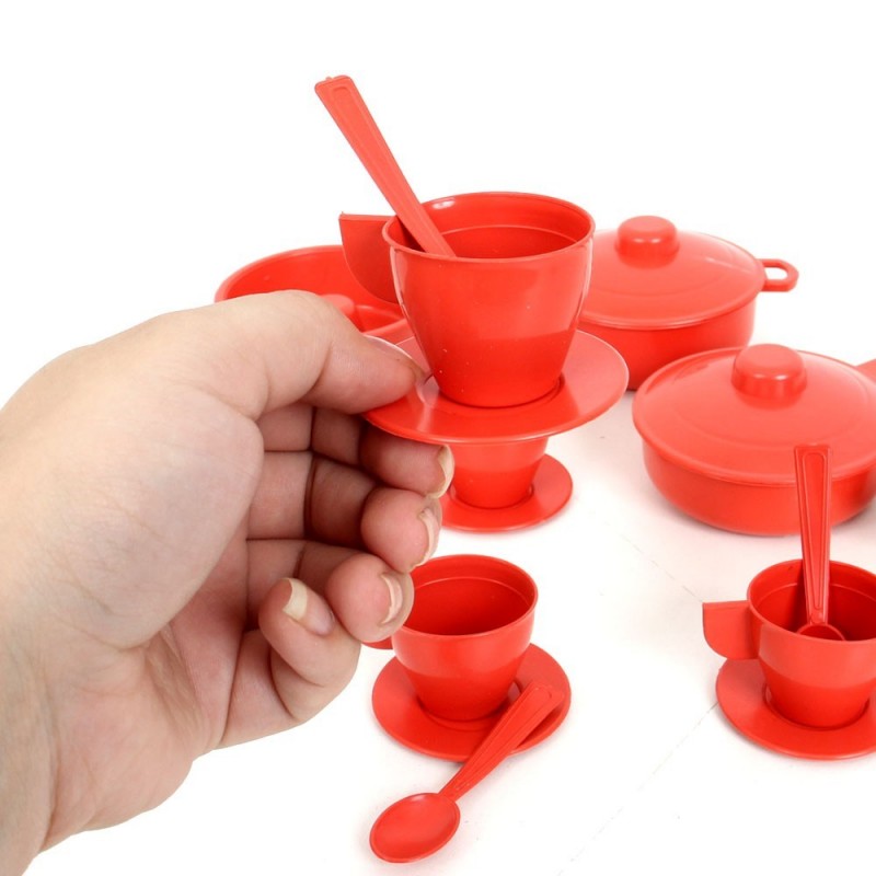 Conjunto Panelinhas E Acessórios + Kit Cafezinho Vermelho Infantil 