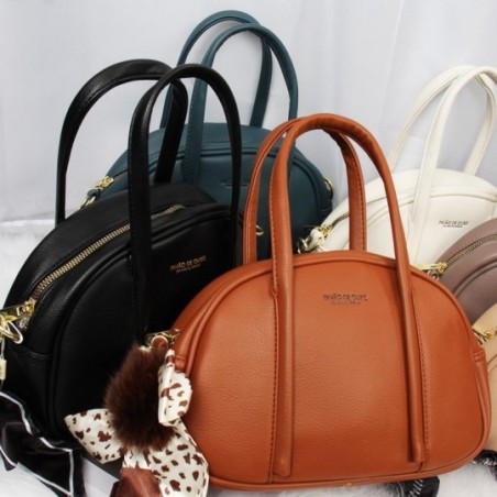 Bolsa Mão Feminina Texturizada Luxo Blogueira Pompom Lenço