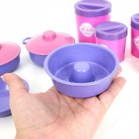 Kit Panelinhas + Porta Mantimentos Infantil Com 10 Peças