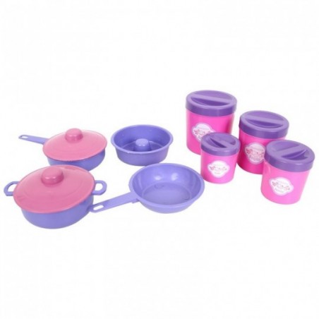 Kit Panelinhas + Porta Mantimentos Infantil Com 10 Peças
