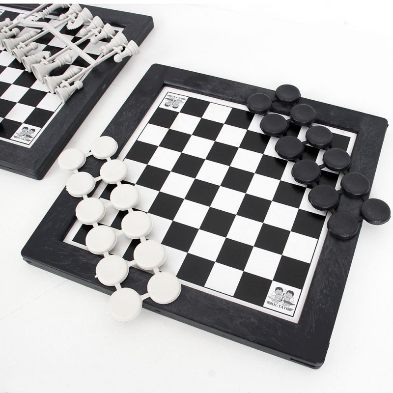 Kit Jogos De Tabuleiro Xadrez + Dama + Trilha