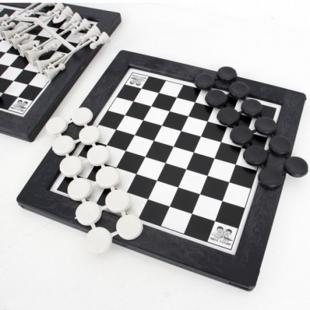Kit Jogos De Tabuleiro Xadrez + Dama + Trilha