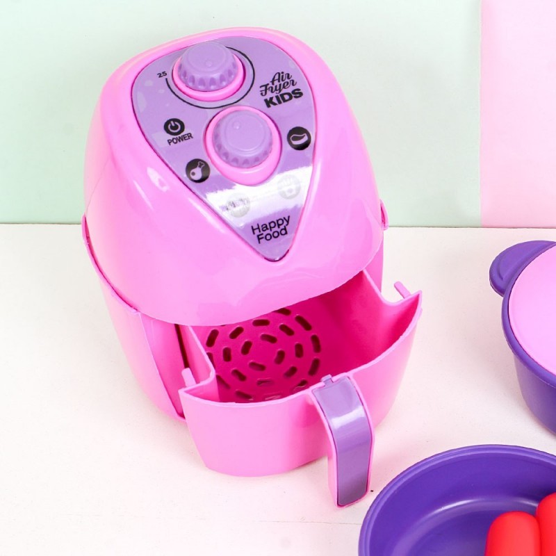 Kit Air Fryer  + Panelas E Acessórios Infantil Brinquedo