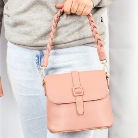 Bolsa Feminina Luxo Estruturada Crossbody Alça Mão Tressê
