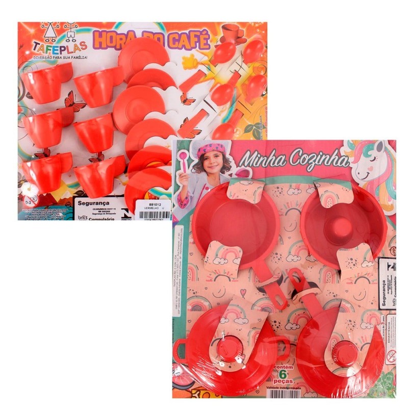 Conjunto Panelinhas E Acessórios + Kit Cafezinho Vermelho Infantil