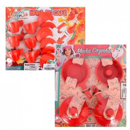 Conjunto Panelinhas E Acessórios + Kit Cafezinho Vermelho Infantil