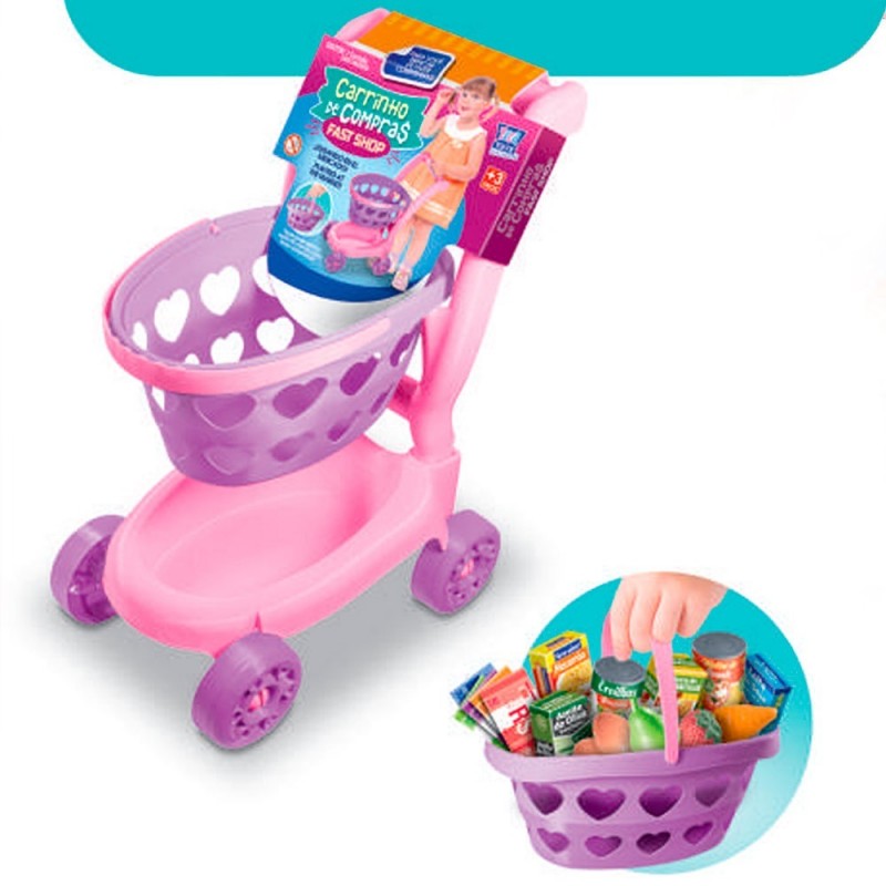 Carrinho Compras Brinquedo Infantil C/ Acessórios Zuca Toys