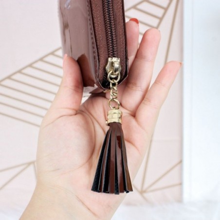 Carteira Feminina Em Verniz Com Tassel Porta Cartões