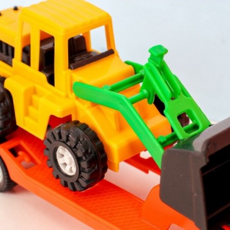 Carreta Com Mini Pá Carregadeira Brinquedo Infantil Colorido