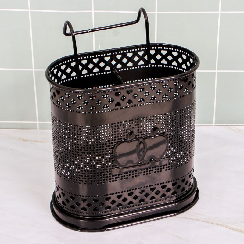 Porta Talheres Escorredor Preto Metalizado 16X16 Cm Wellmix
