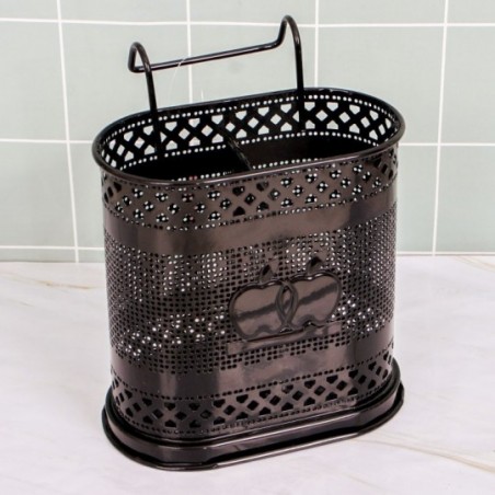 Porta Talheres Escorredor Preto Metalizado 16X16 Cm Wellmix