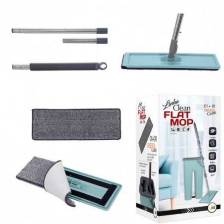 Mop Rodo Mágico Balde Duplo Esfregão Flat C/ Refil WellClean