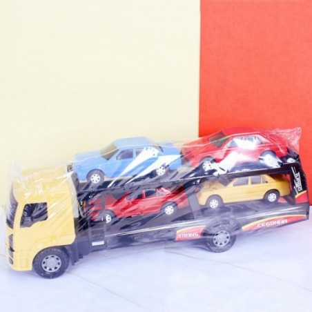 Caminhão Cegonha Infantil C/ 4 Carrinhos Colors Roda Livre
