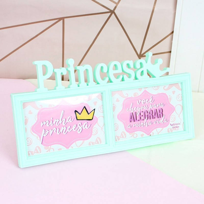 Porta Retrato Duplo Decorativo Princesa 10X15 Cm Wellmix