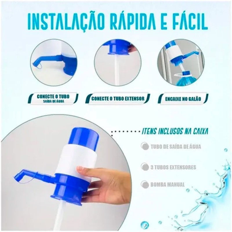 Bomba De Água Manual P/ Galão 10/ 20 Litros Plástico Wellmix