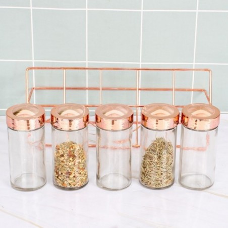 Kit Porta Temperos Rose C/ 5 Peças Base E Tampa Protetora