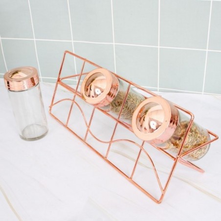 Kit Porta Temperos Rose C/ 5 Peças Base E Tampa Protetora