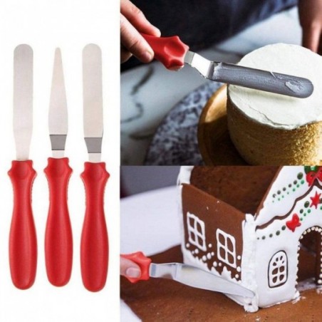 Conjunto Espátulas P/ Modelar Bolo 3 Peças Em Inox Fratelli