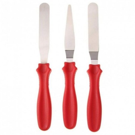 Conjunto Espátulas P/ Modelar Bolo 3 Peças Em Inox Fratelli