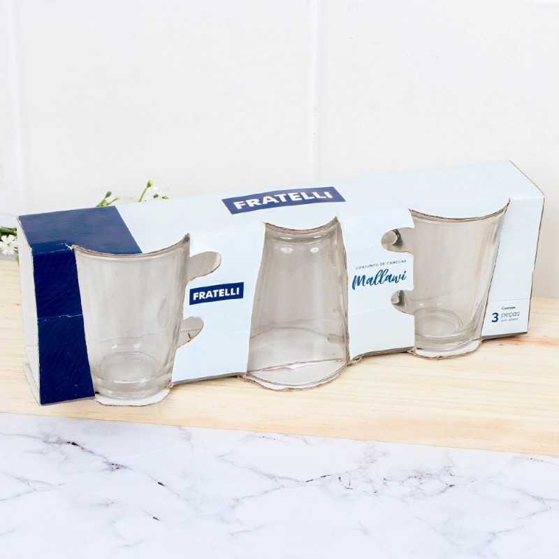 Conjunto De Canecas Mallavi 3 Peças 160Ml Fratelli