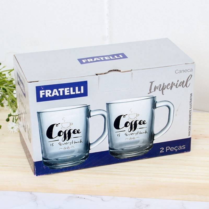 Kit 2 Canecas Estampas Café 255 Ml - Fratelli No Atacado